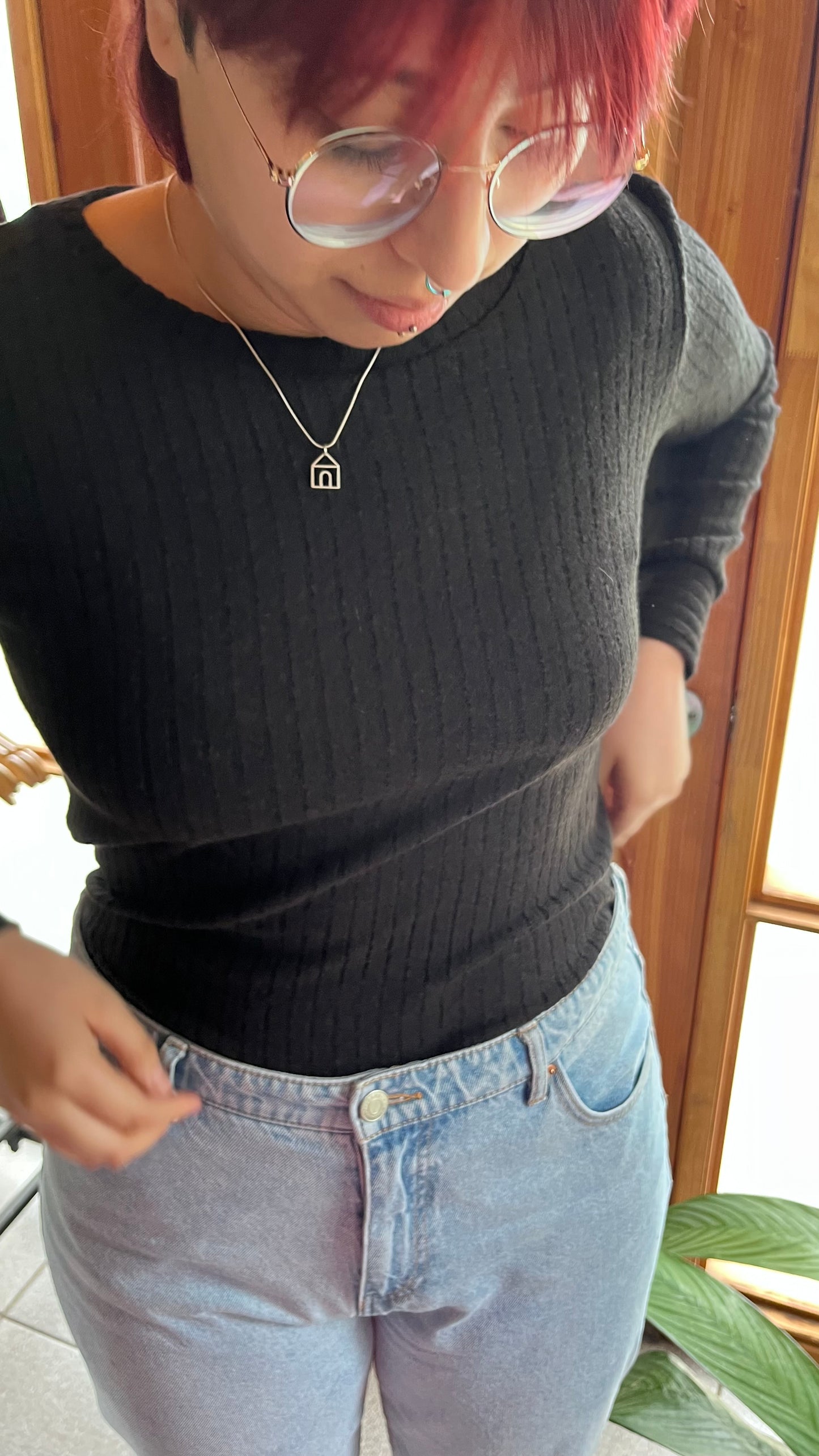 Polera básica manga larga rib negro