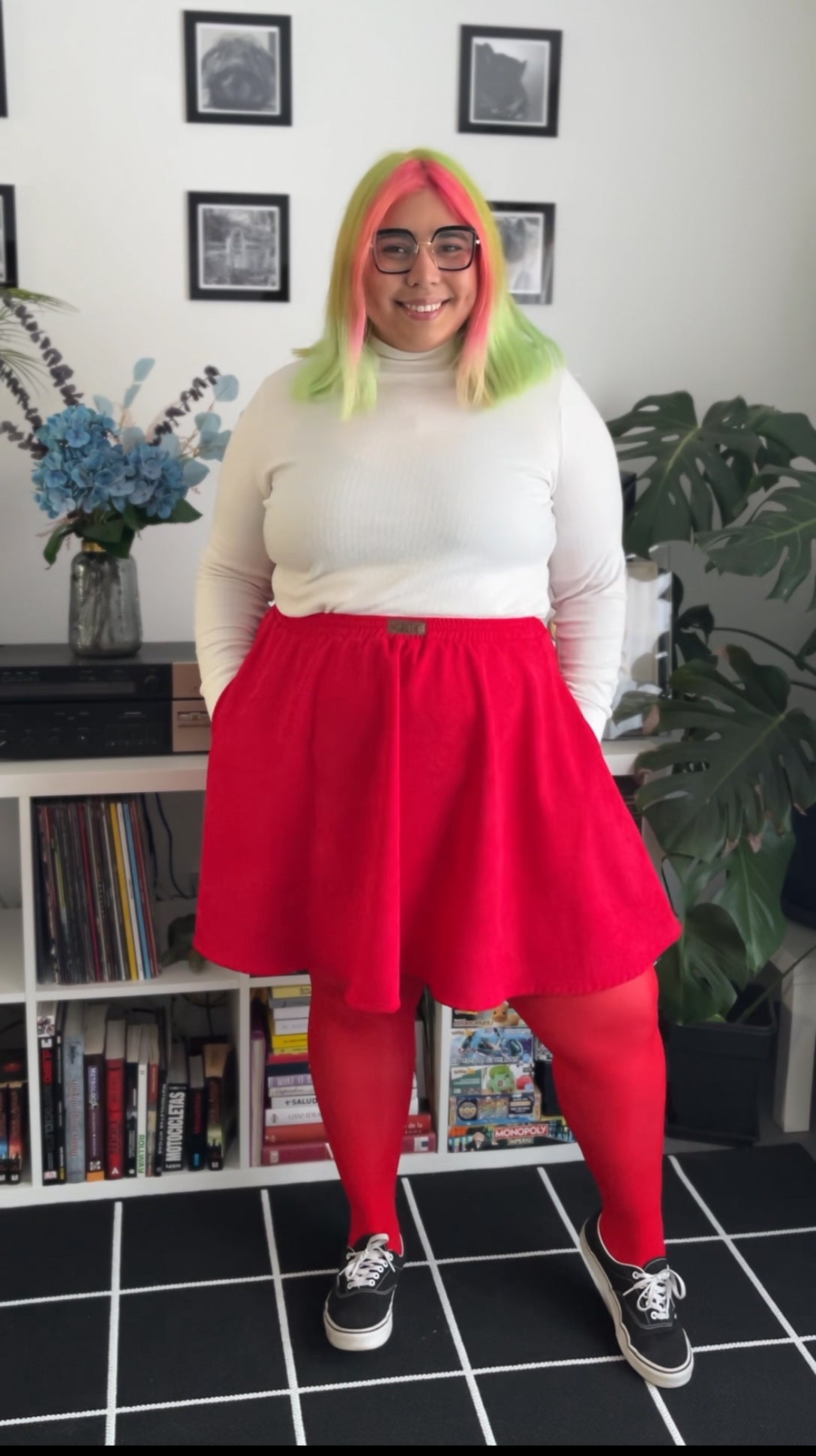 Mini falda Domi cotelé rojo