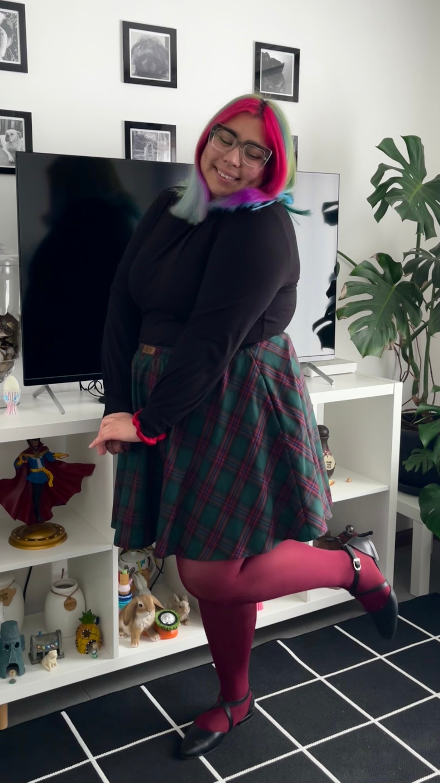 Mini falda Domi tartan verde rojo