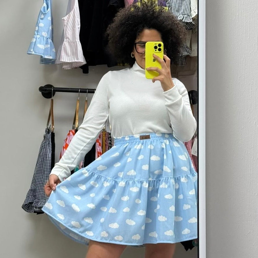 Mini Falda Maya nubes celeste