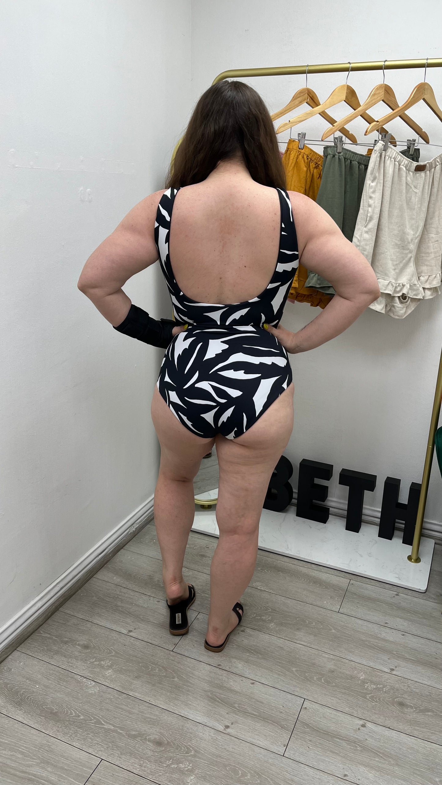 Bañador una pieza Francisca hojas negro reversible negro