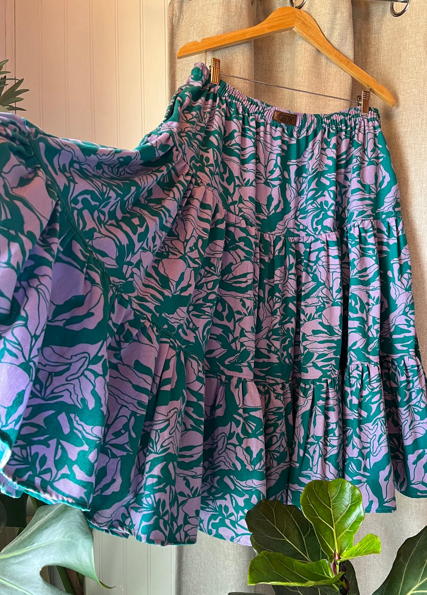 Falda Cassie lila y verde