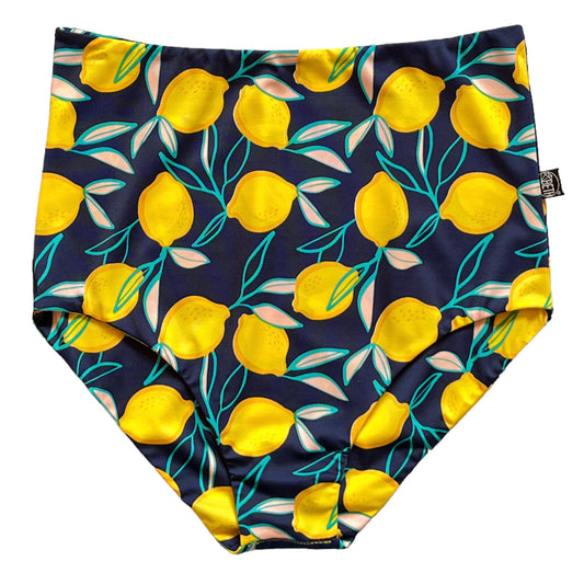 Calzón tiro alto regular bikini azul limones
