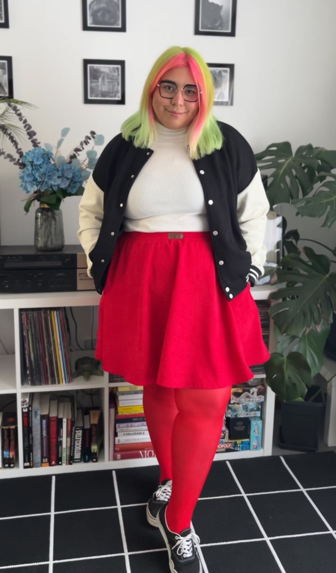Mini falda Domi cotelé rojo