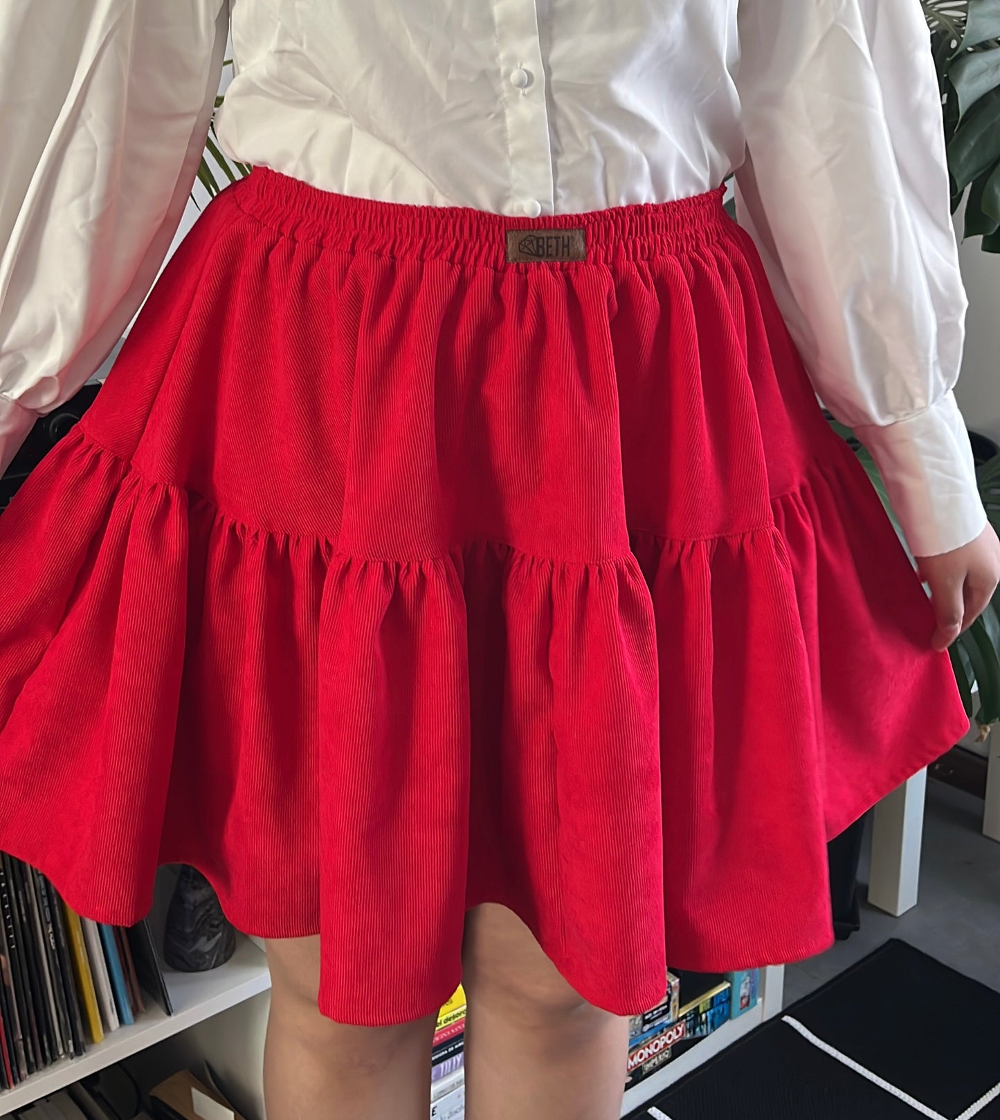 Mini falda Maya cotelé rojo