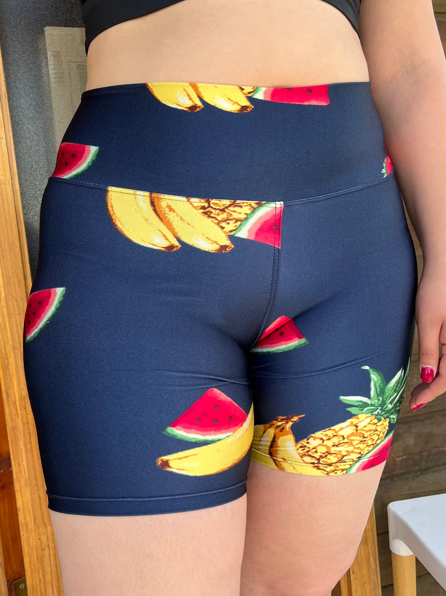 Calza biker azul frutas