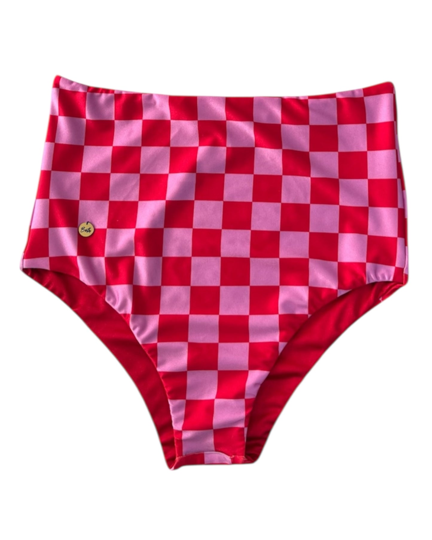 Calzón tiro alto regular bikini chess rojo/rosado reversible rojo