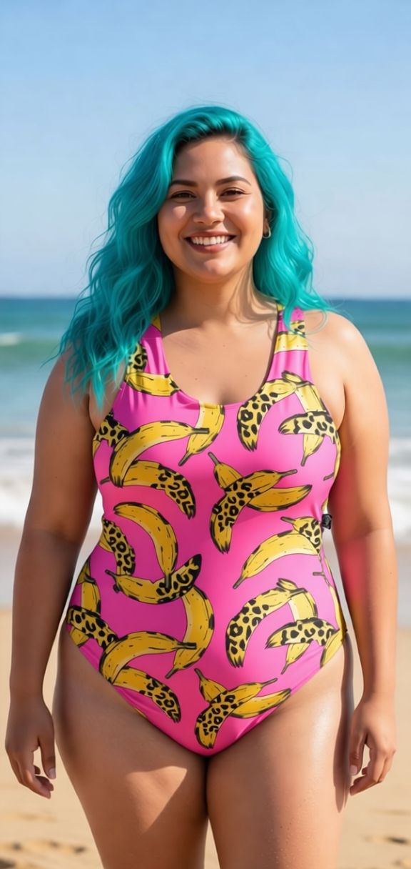 Bañador una pieza básico bananas rosado