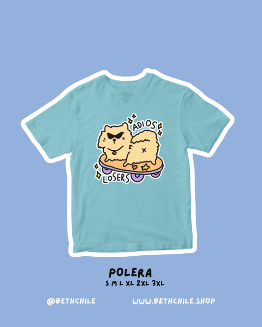 Adios losers 😜 perrito 🐕 polera celeste