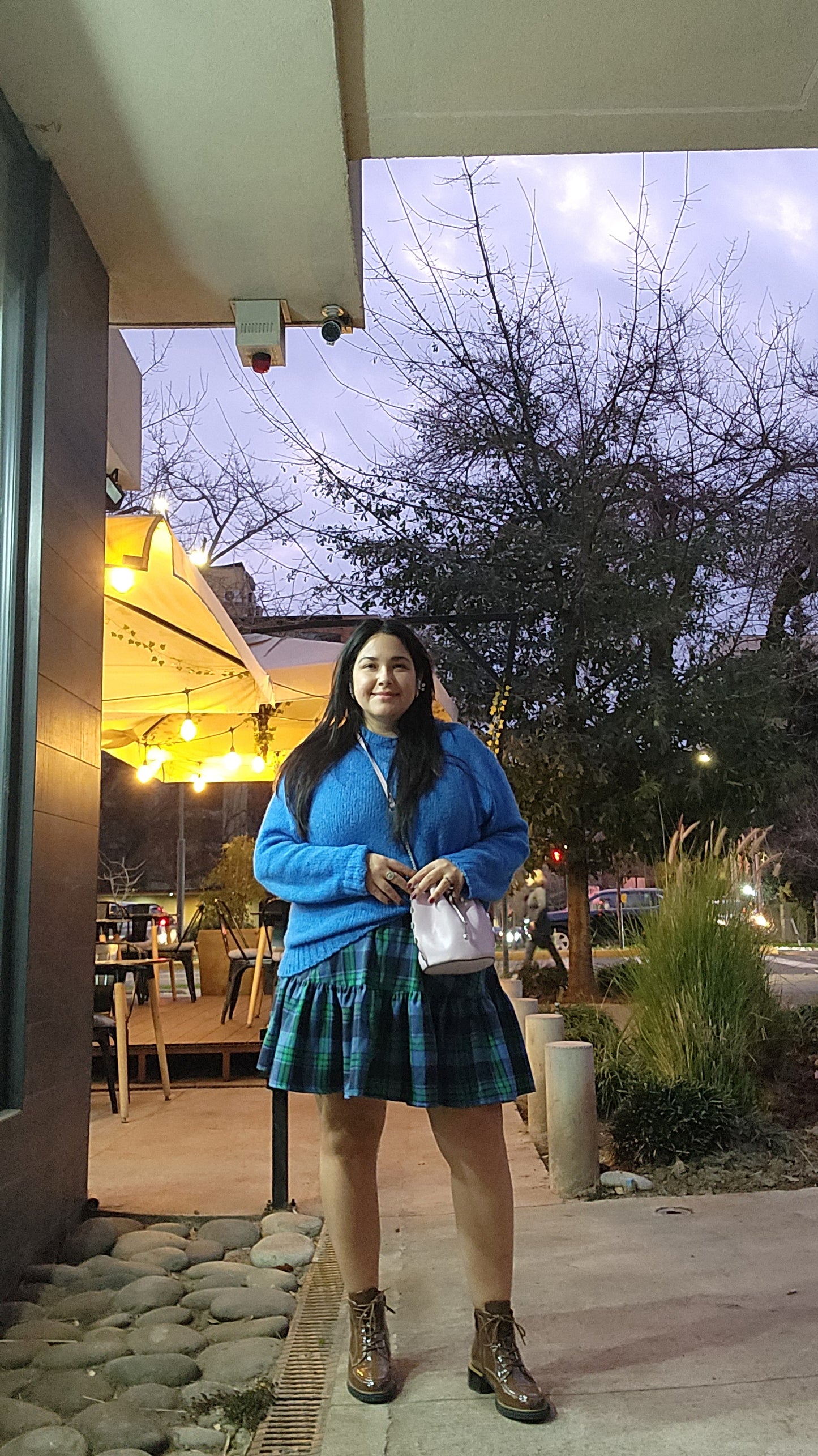 Mini Falda Maya tartán verde y azul