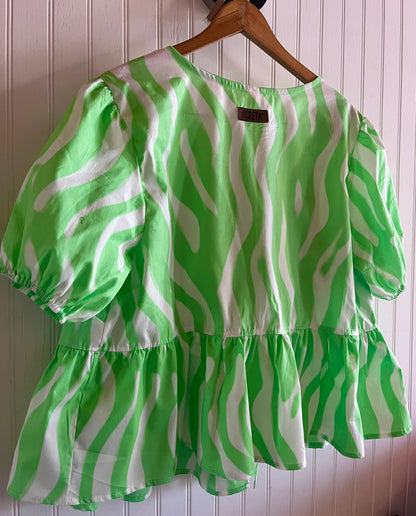 Blusa Pam cebra verde y blanco