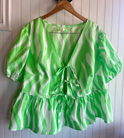 Blusa Pam cebra verde y blanco