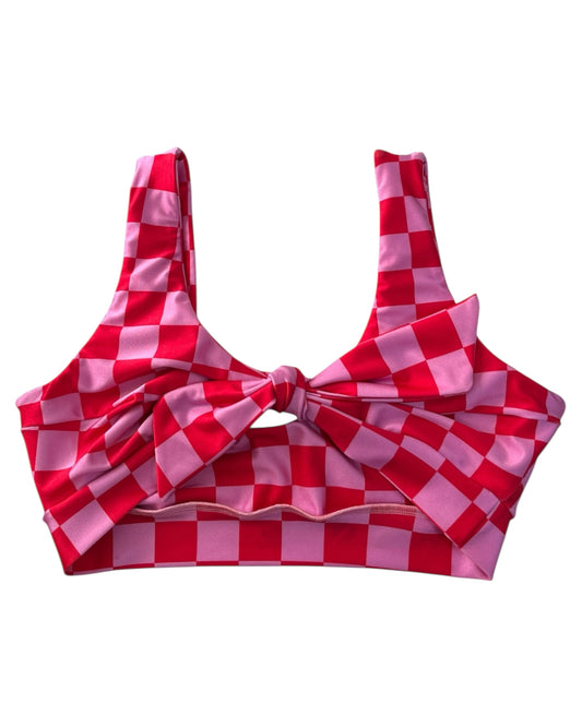 Top knot chess rojo/rosado