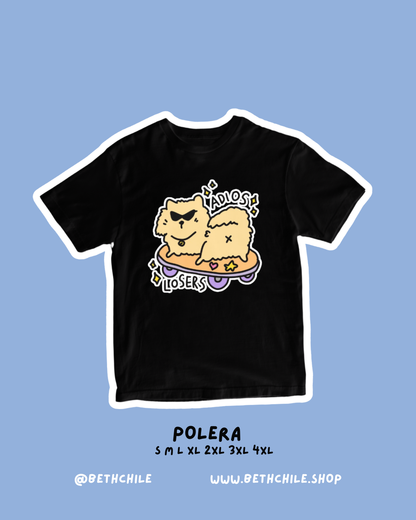 Adios losers 😜 perrito 🐕 polera negra