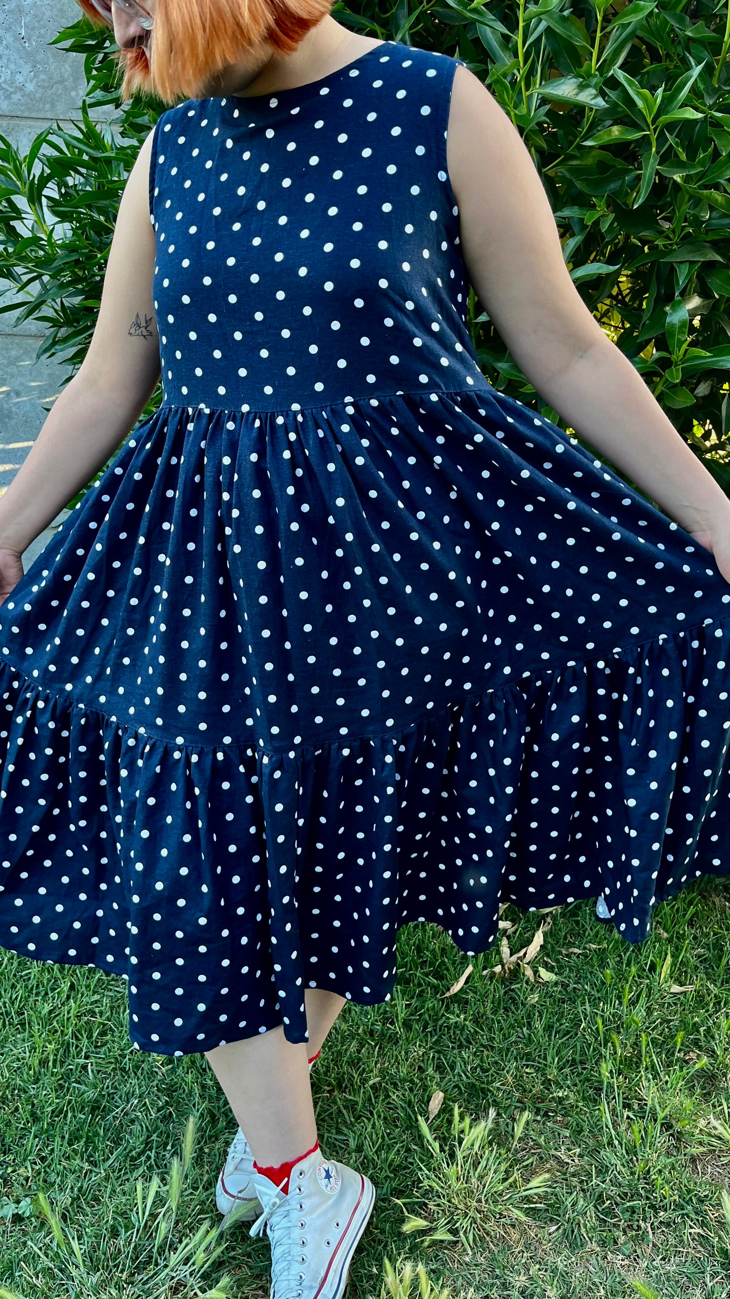 Vestido Marina azul marino lunares