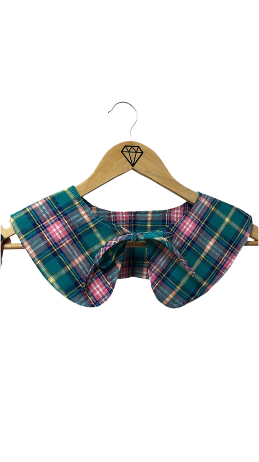 Collar textil cuello bobo adulto tartán turquesa