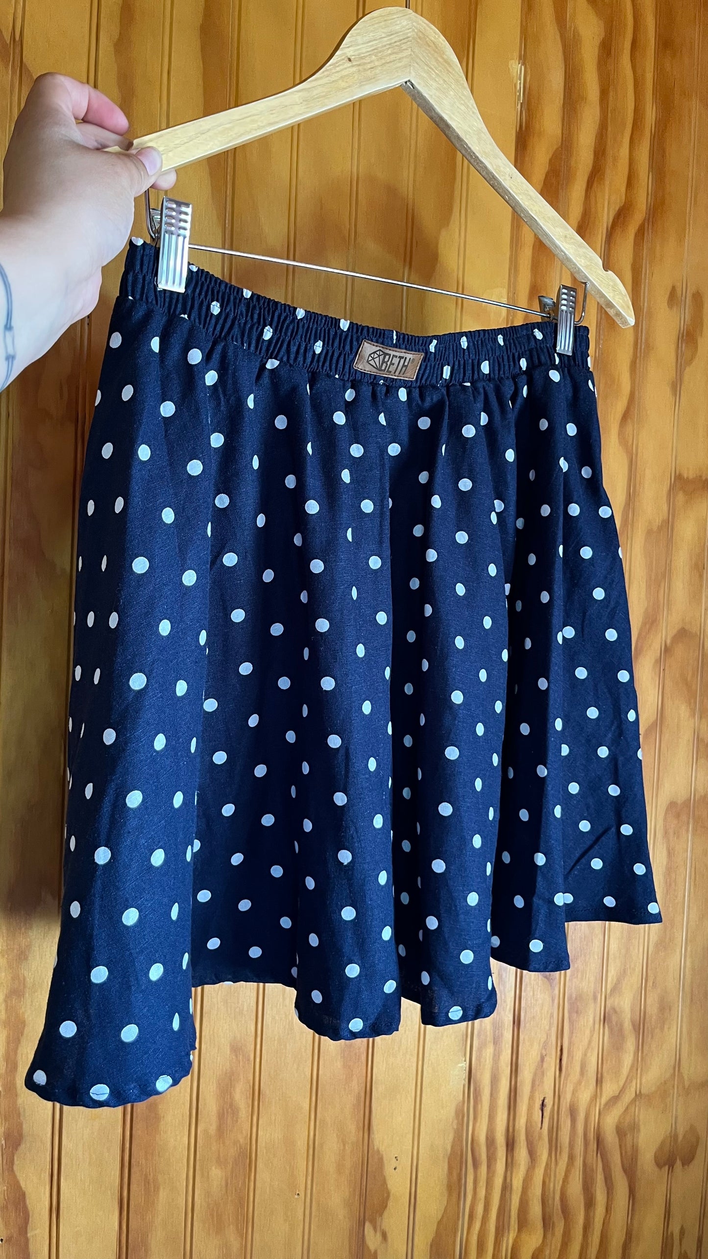 Mini falda Domi lino azul marino lunares