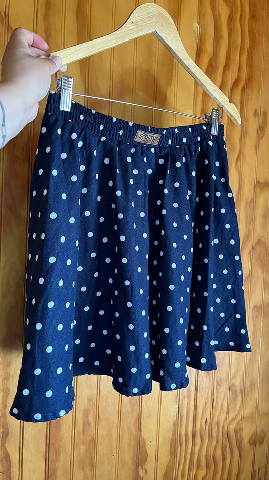 Mini falda Domi lino azul marino lunares