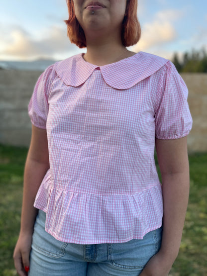 Blusa Nina manga corta Vichy rosado