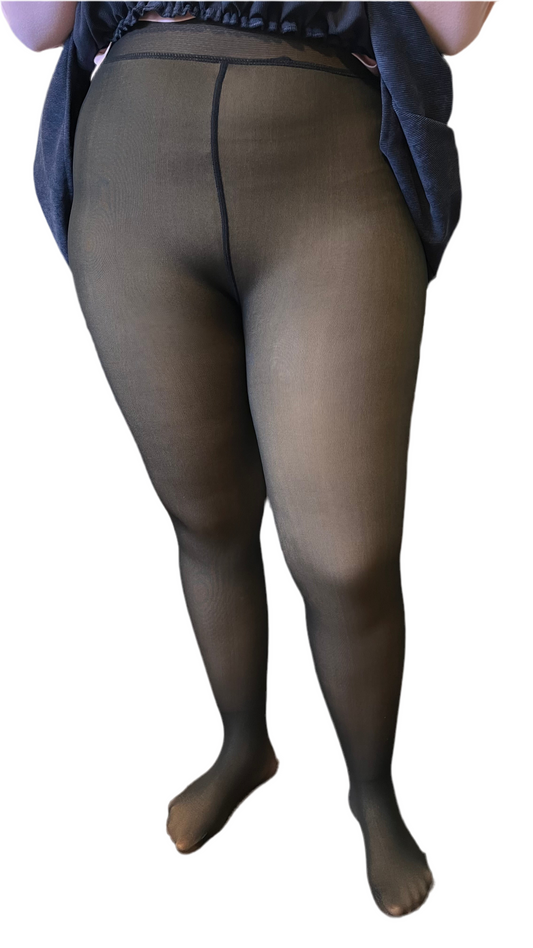 Panty térmica negro efecto piel talla grande, mediana y pequeña / plus size mid size y petit size (varias tallas)