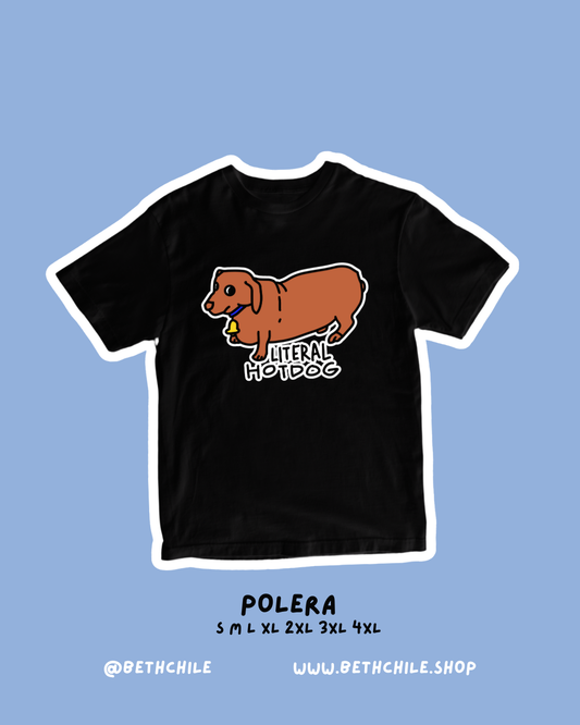 Literal hot dog 🐾🌭 polera negra