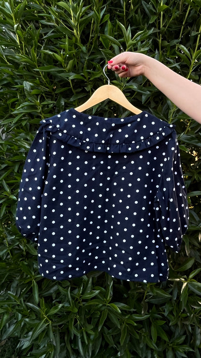 Blusa Tuttie azul marino lunares