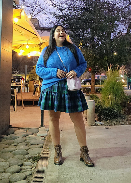 Mini falda Maya tartan azul y verde