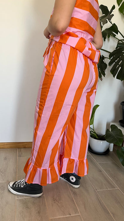 Culotte Lillie líneas naranja y rosa (vuelito largo)