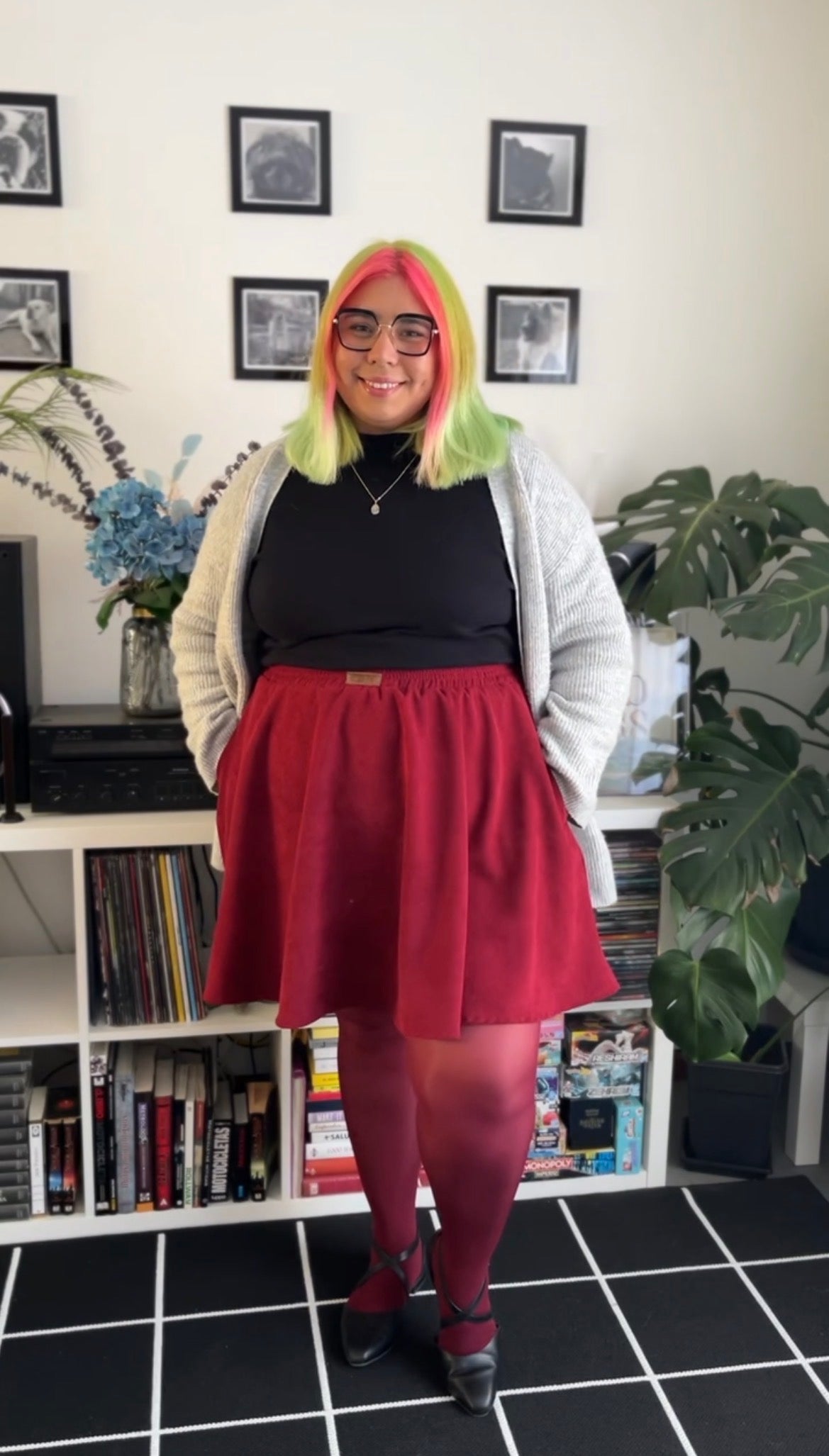 Mini falda Domi cotelé burdeo