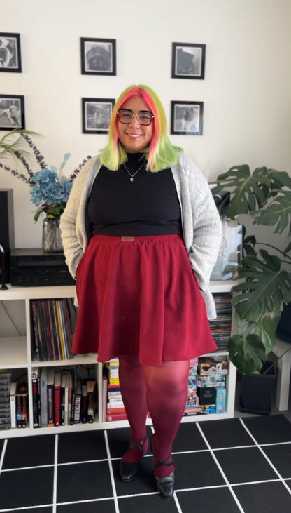 Mini falda Domi cotelé burdeo
