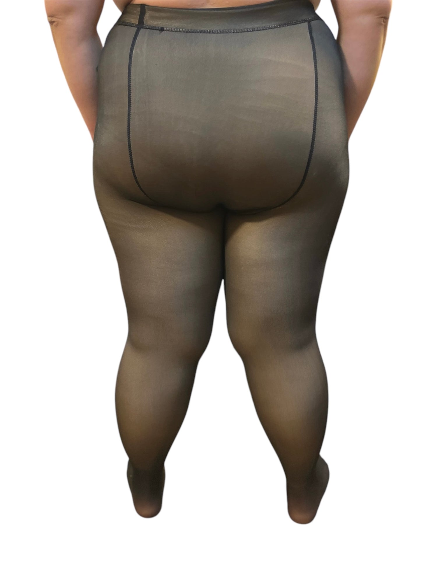 Panty térmica negro efecto piel talla grande, mediana y pequeña / plus size mid size y petit size (varias tallas)