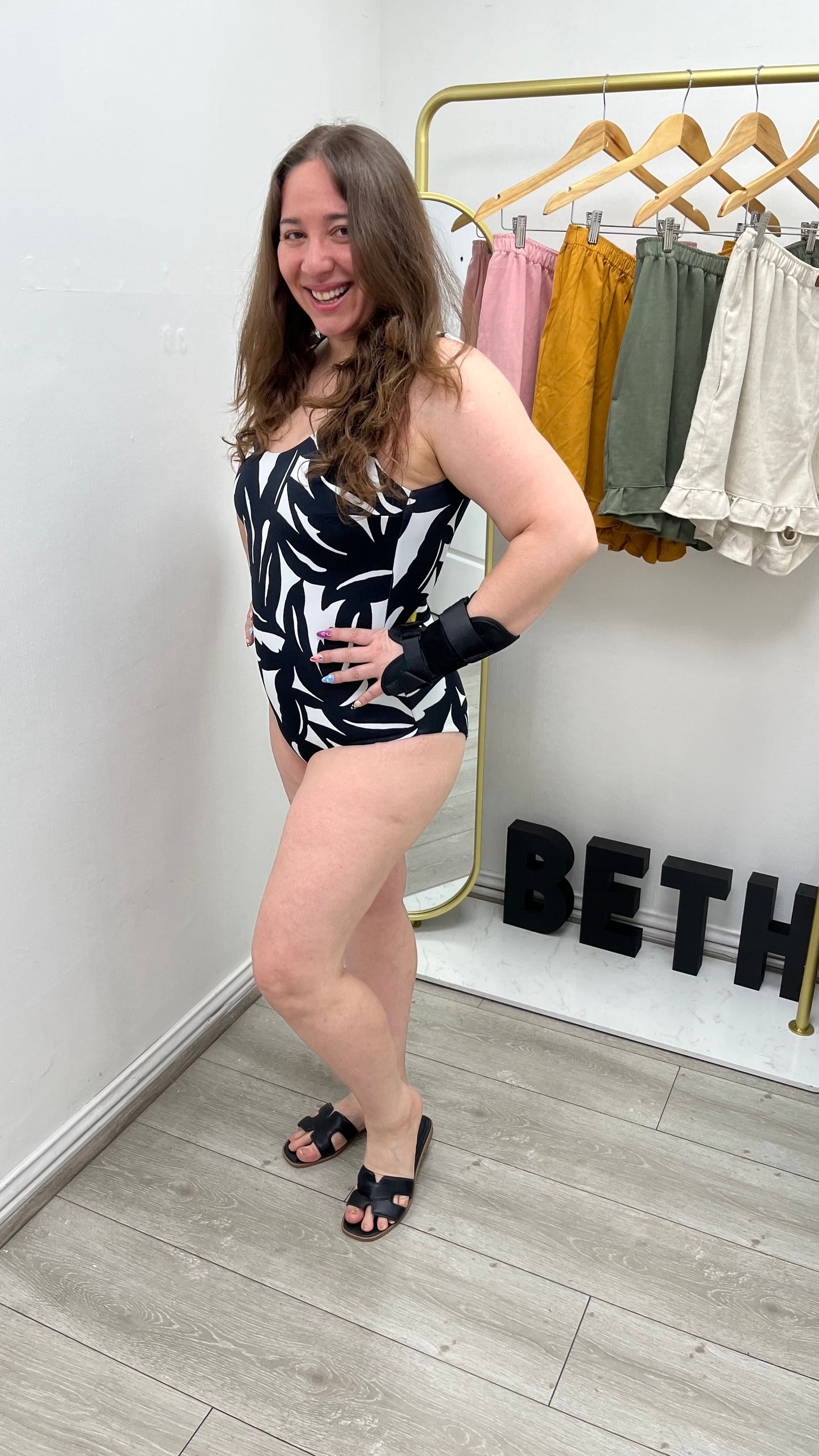 Bañador una pieza Francisca hojas negro reversible negro