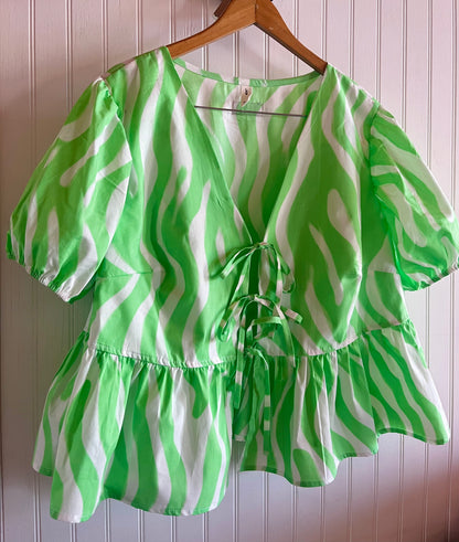 Blusa Pam cebra verde y blanco