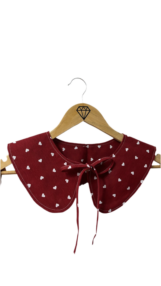 Collar textil cuello bobo adulto burdeo corazones