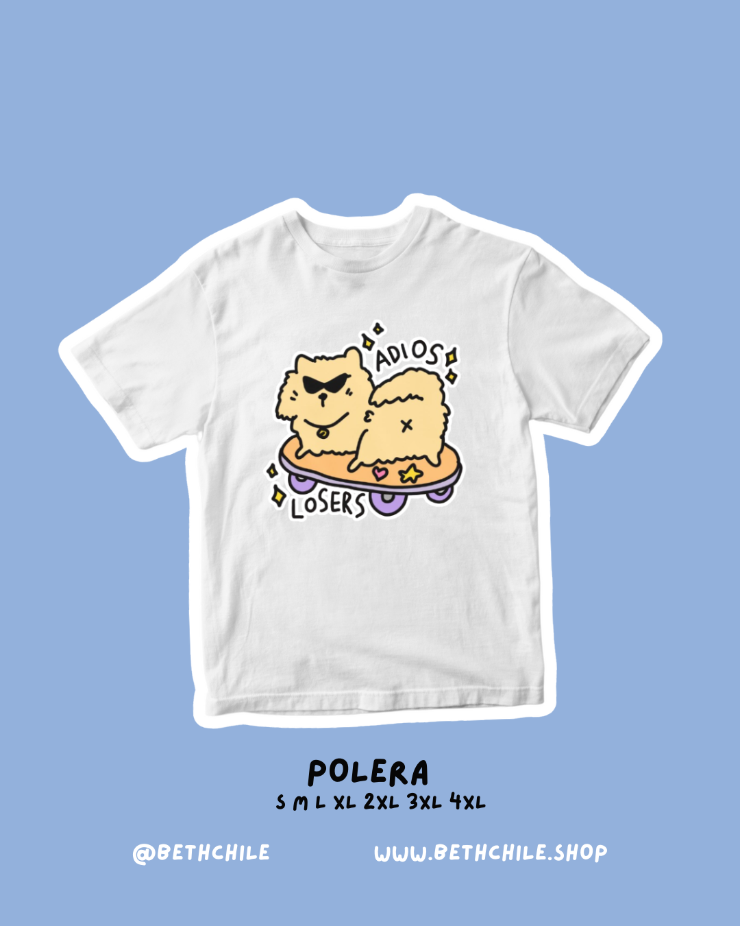 Adios losers 😜 perrito 🐕 polera blanca