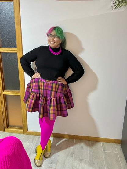 Mini Falda Maya tartán magenta