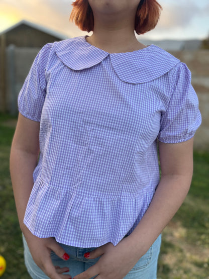 Blusa Nina manga corta Vichy lila