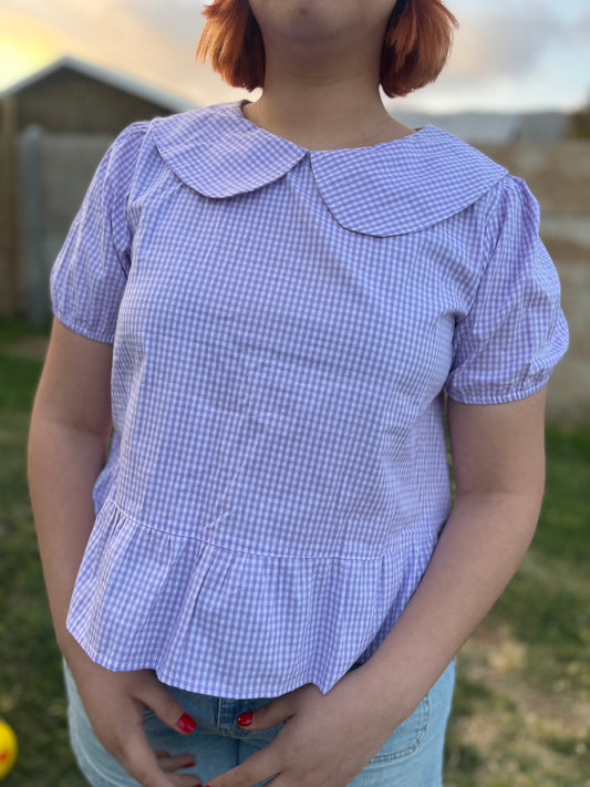 Blusa Nina manga corta Vichy lila