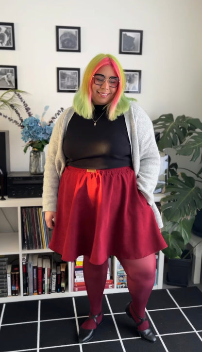 Mini falda Domi cotelé burdeo