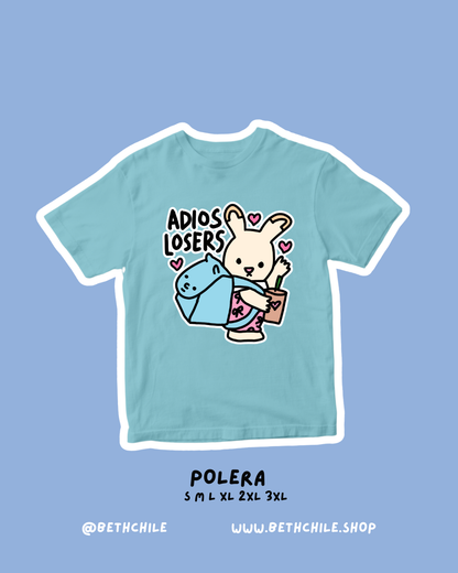 Adios losers 🐰conejo ternurín 🩵 polera celeste