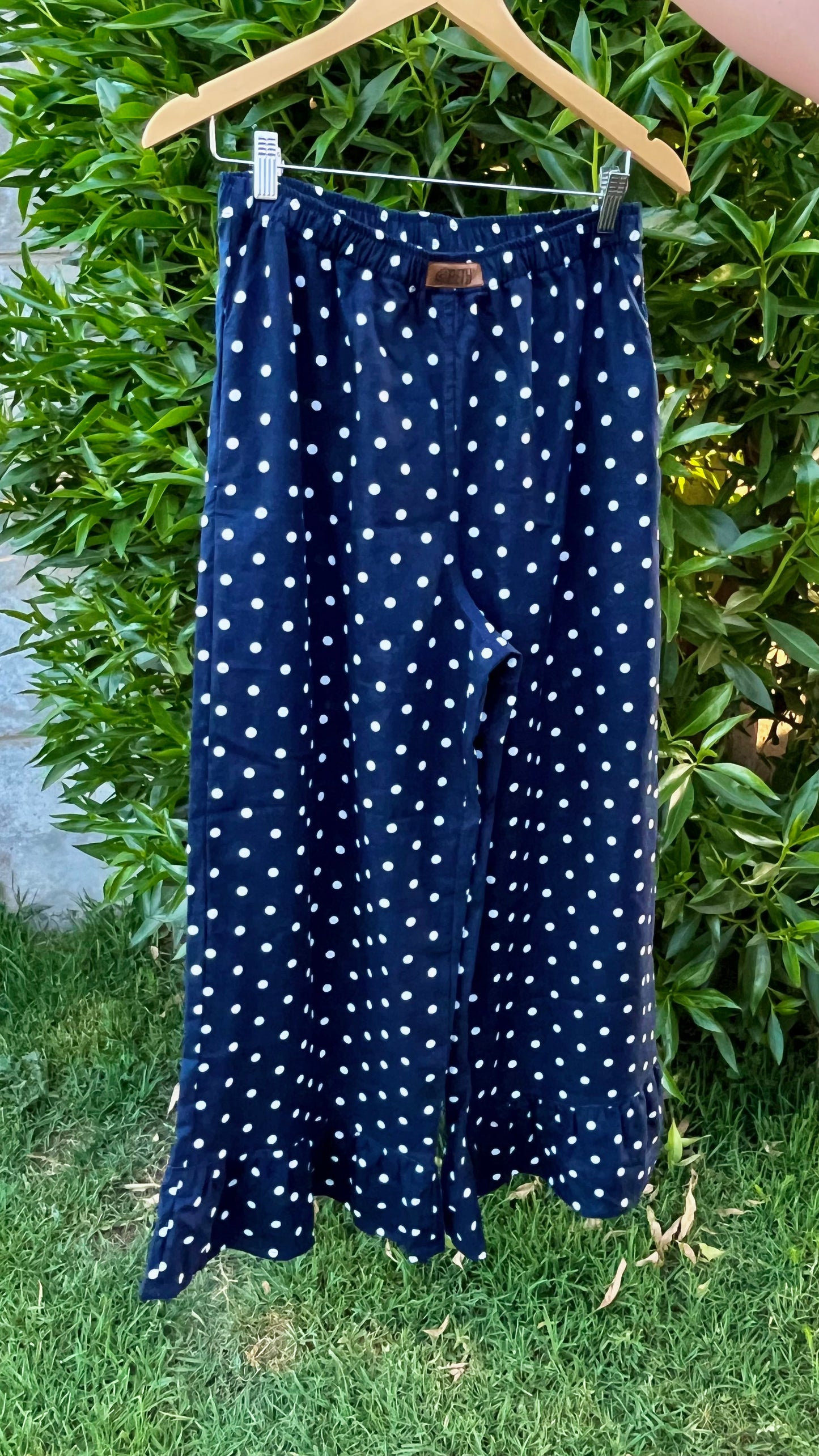 Culotte Lillie lino azul marino lunares