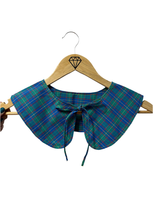 Collar textil cuello bobo adulto tartán verde azul