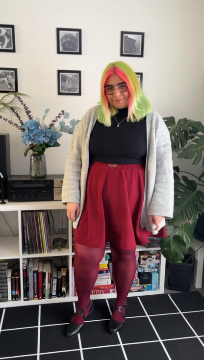 Mini falda Domi cotelé burdeo
