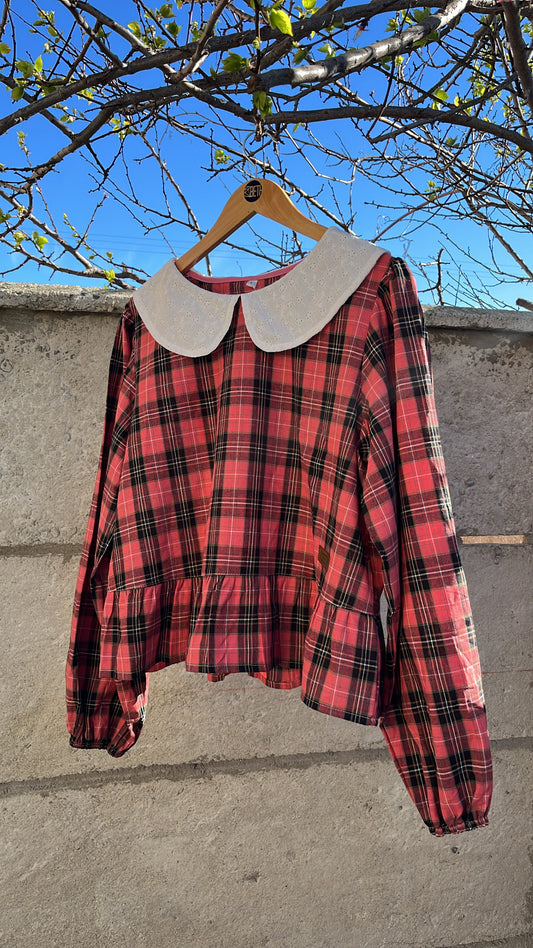 Blusa Nina tartan coral