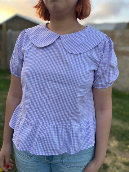 Blusa Nina manga corta Vichy lila