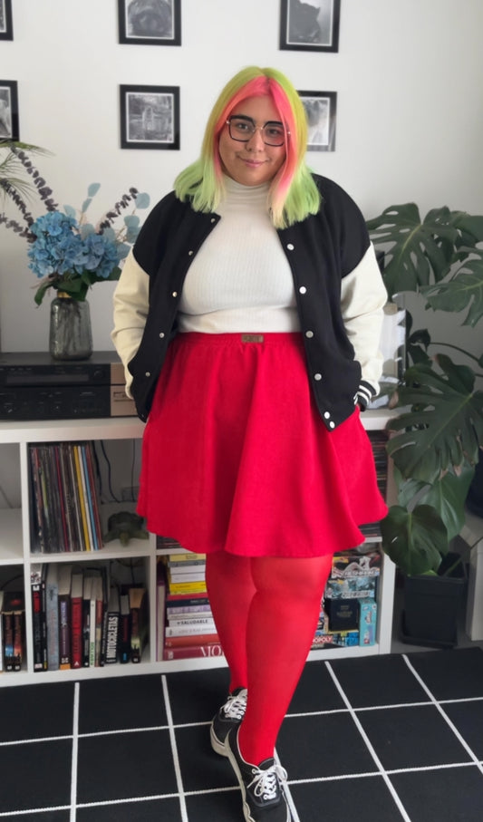 Mini falda Domi cotelé rojo