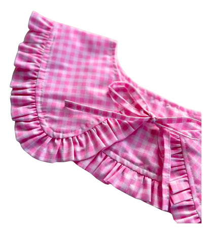 Cuellito desmontable adulto vichy rosado