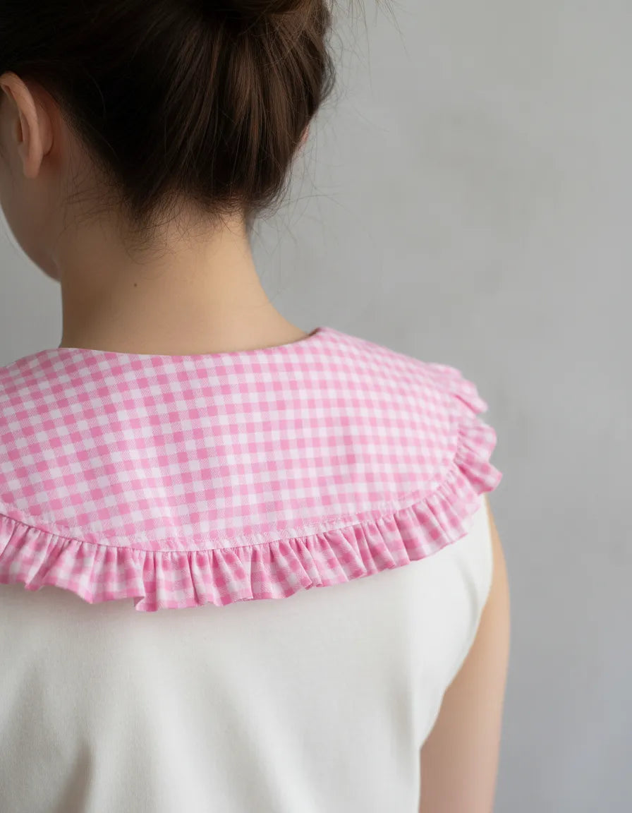Cuellito desmontable adulto vichy rosado