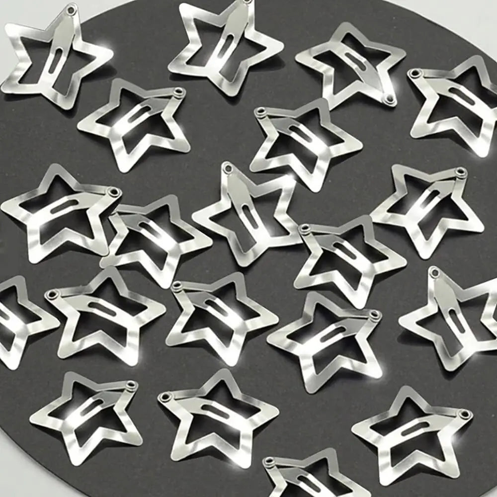 Set de pinches estrella plateado metálicos tictac clip