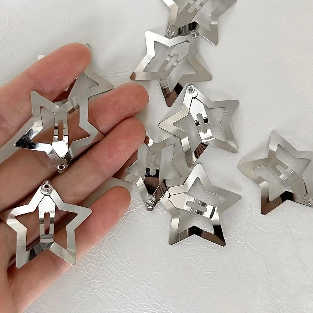 Set de pinches estrella plateado metálicos tictac clip